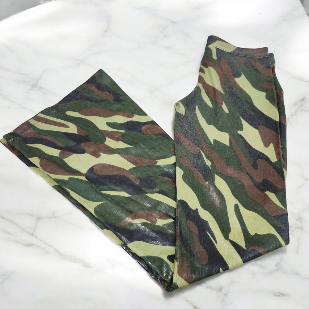 Clockhouse  Camouflage Print Flare Pants Y2k